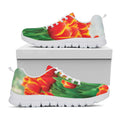Red And Yellow Tulip Print White Running Shoes