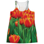 Red And Yellow Tulip Print Women's Racerback Tank Top