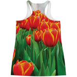 Red And Yellow Tulip Print Women's Racerback Tank Top