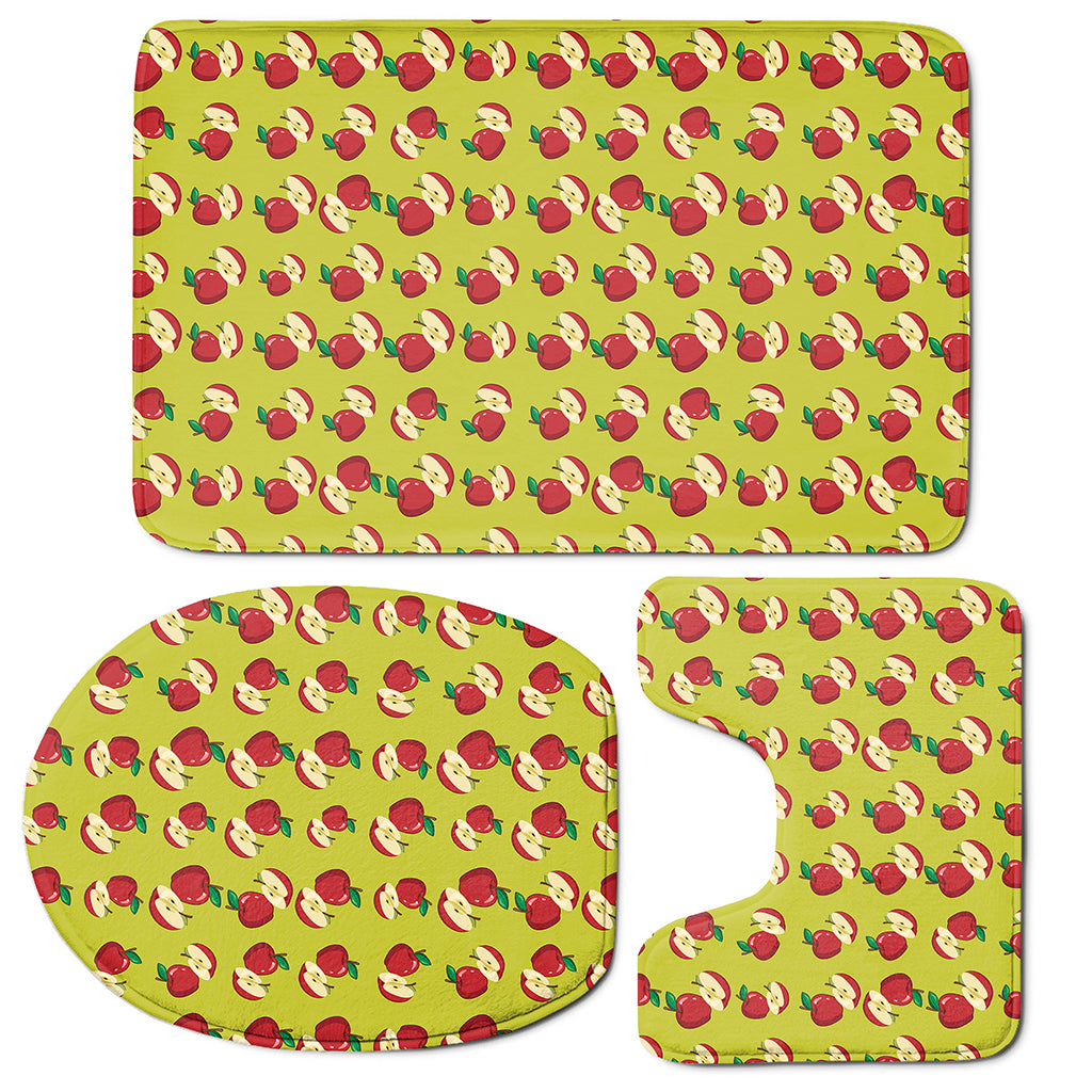 Red Apple Fruit Pattern Print 3 Piece Bath Mat Set