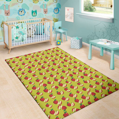 Red Apple Fruit Pattern Print Area Rug