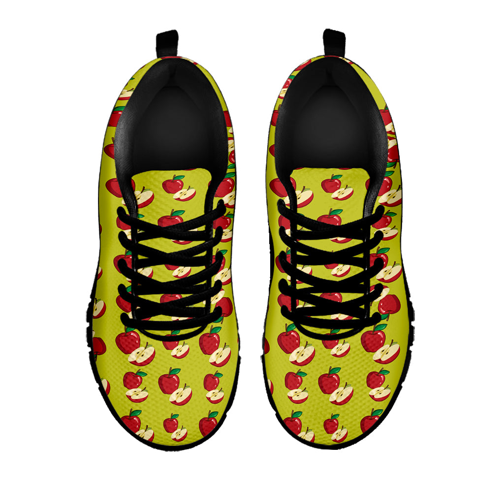 Red Apple Fruit Pattern Print Black Sneakers