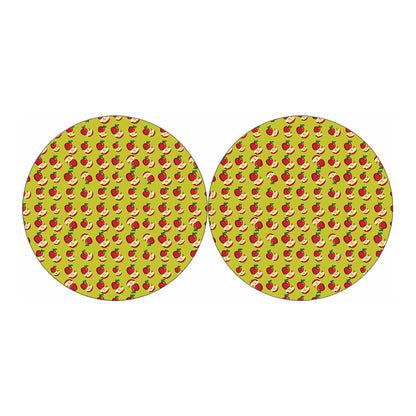 Red Apple Fruit Pattern Print Car Coasters