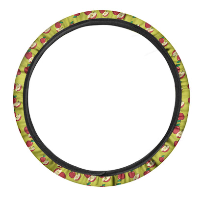 Red Apple Fruit Pattern Print Car Steering Wheel Cover