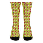 Red Apple Fruit Pattern Print Crew Socks