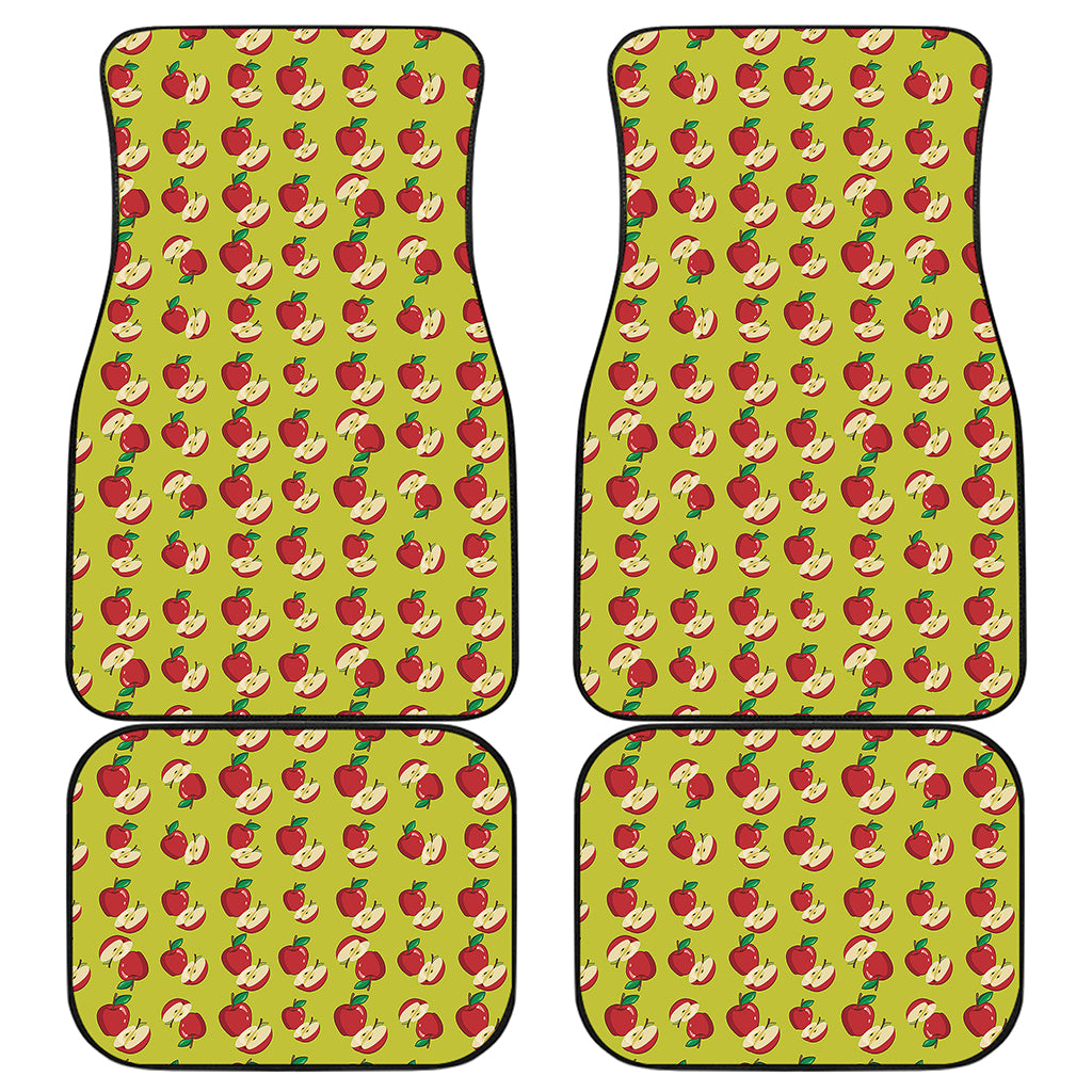 Red Apple Fruit Pattern Print Front and Back Car Floor Mats