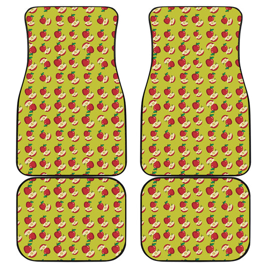 Red Apple Fruit Pattern Print Front and Back Car Floor Mats