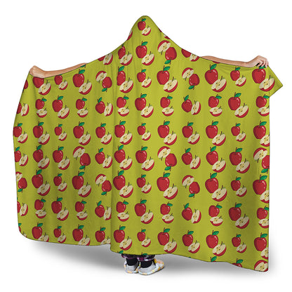 Red Apple Fruit Pattern Print Hooded Blanket