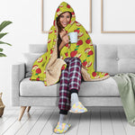 Red Apple Fruit Pattern Print Hooded Blanket