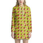 Red Apple Fruit Pattern Print Hoodie Dress