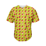 Red Apple Fruit Pattern Print Men's Baseball Jersey