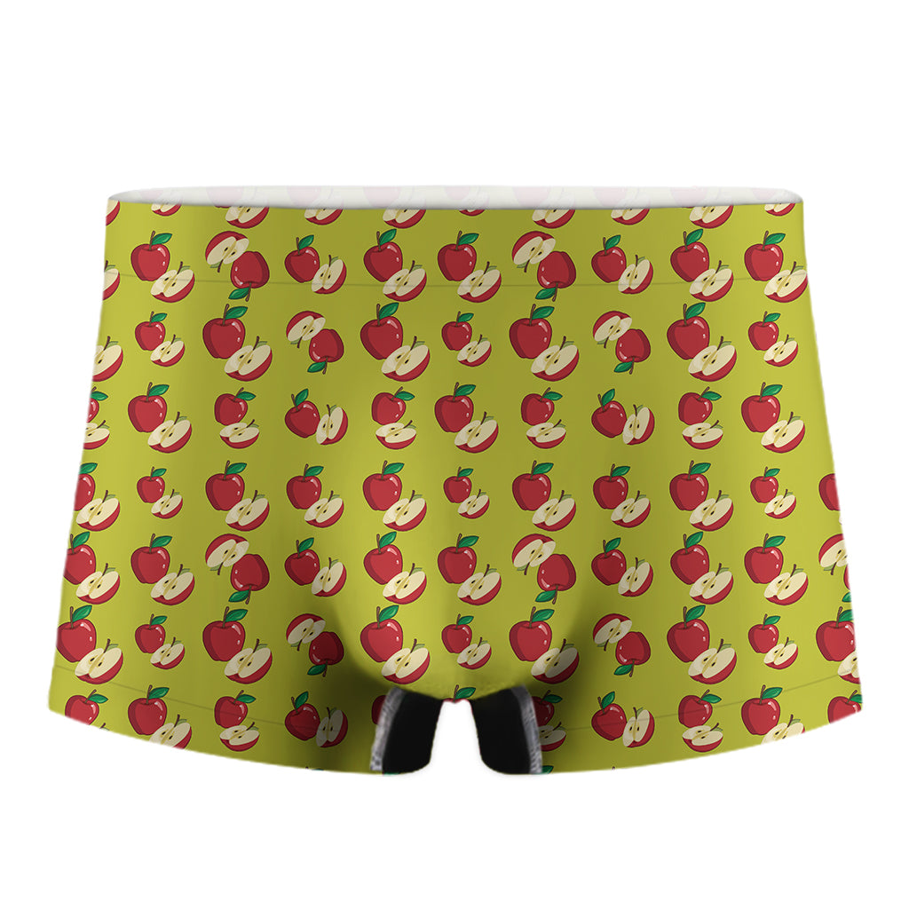 Red Apple Fruit Pattern Print Men's Boxer Briefs