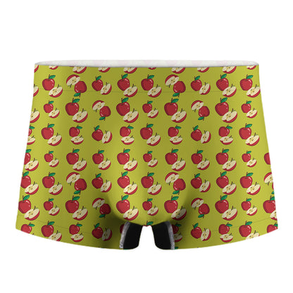 Red Apple Fruit Pattern Print Men's Boxer Briefs