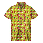 Red Apple Fruit Pattern Print Men's Short Sleeve Shirt