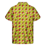 Red Apple Fruit Pattern Print Men's Short Sleeve Shirt