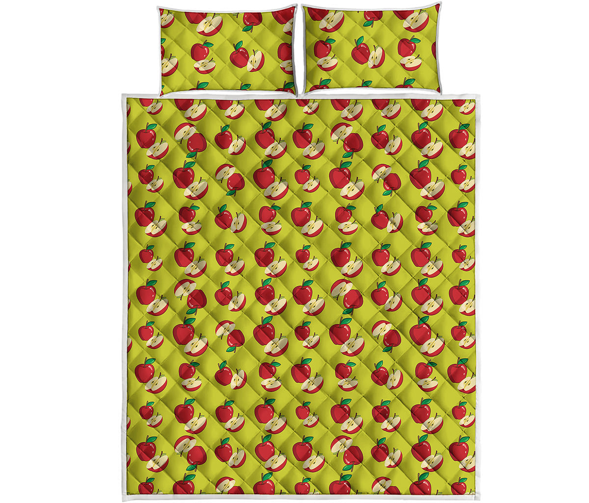 Red Apple Fruit Pattern Print Quilt Bed Set