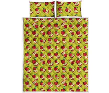 Red Apple Fruit Pattern Print Quilt Bed Set