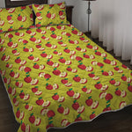 Red Apple Fruit Pattern Print Quilt Bed Set