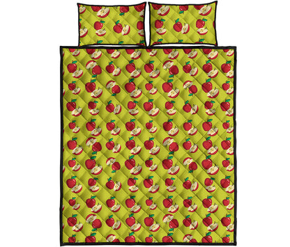 Red Apple Fruit Pattern Print Quilt Bed Set