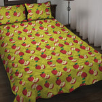 Red Apple Fruit Pattern Print Quilt Bed Set