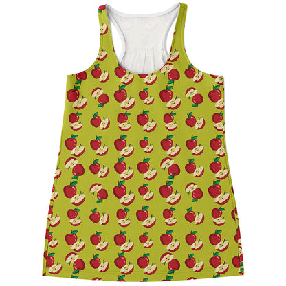 Red Apple Fruit Pattern Print Women's Racerback Tank Top