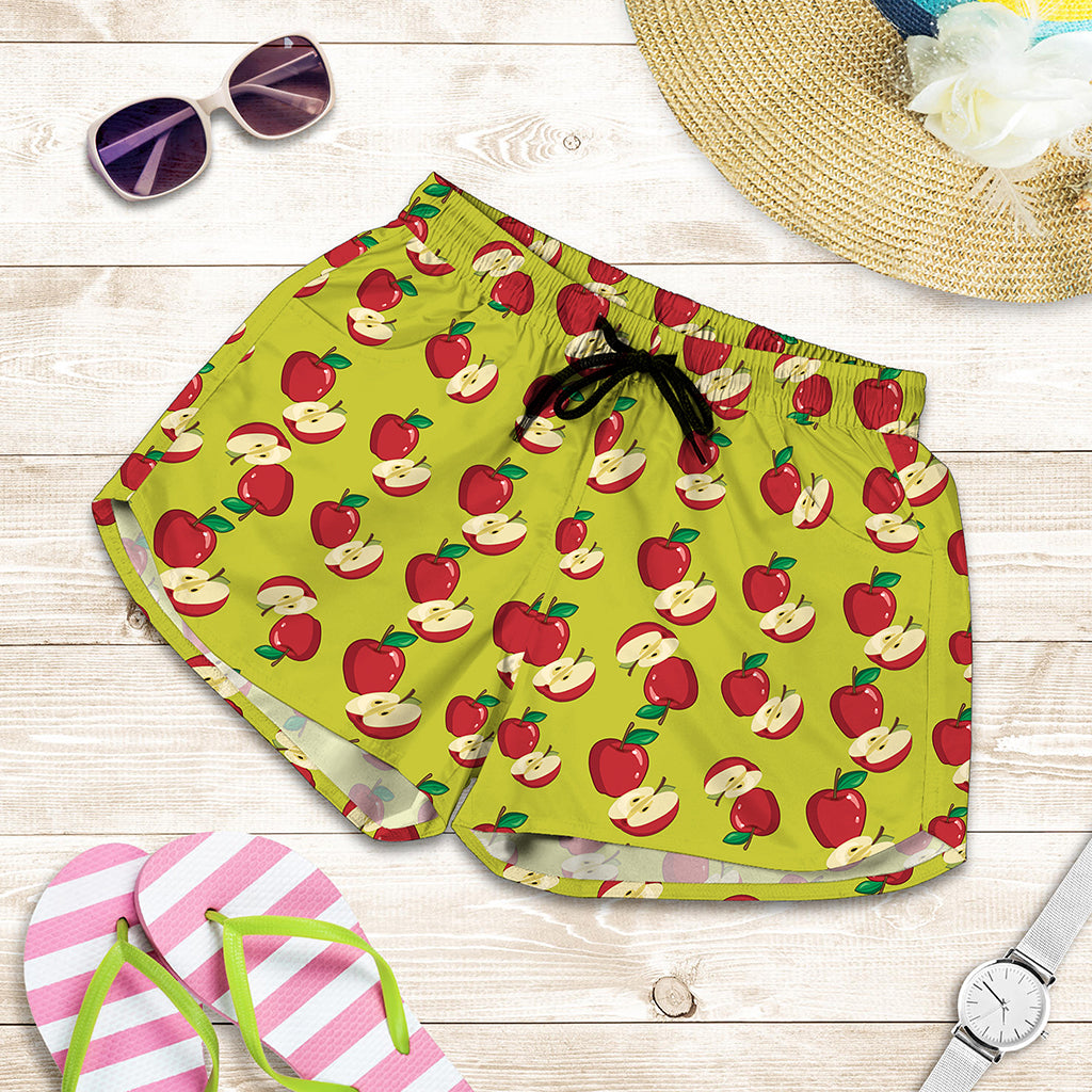 Red Apple Fruit Pattern Print Women's Shorts
