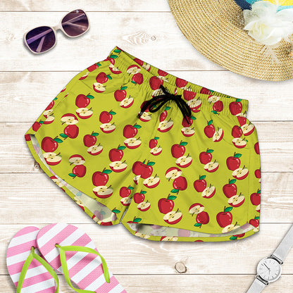 Red Apple Fruit Pattern Print Women's Shorts