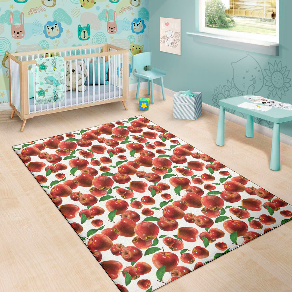 Red Apple Pattern Print Area Rug