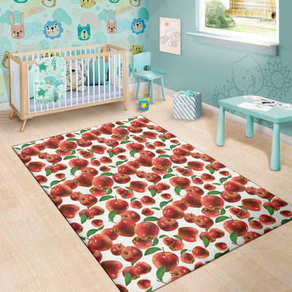 Red Apple Pattern Print Area Rug