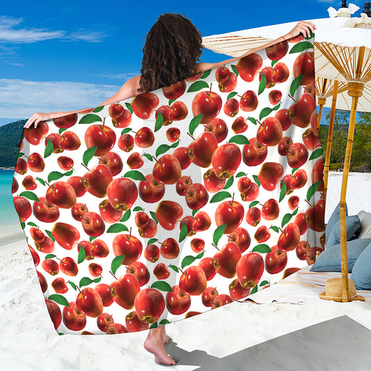 Red Apple Pattern Print Beach Sarong Wrap