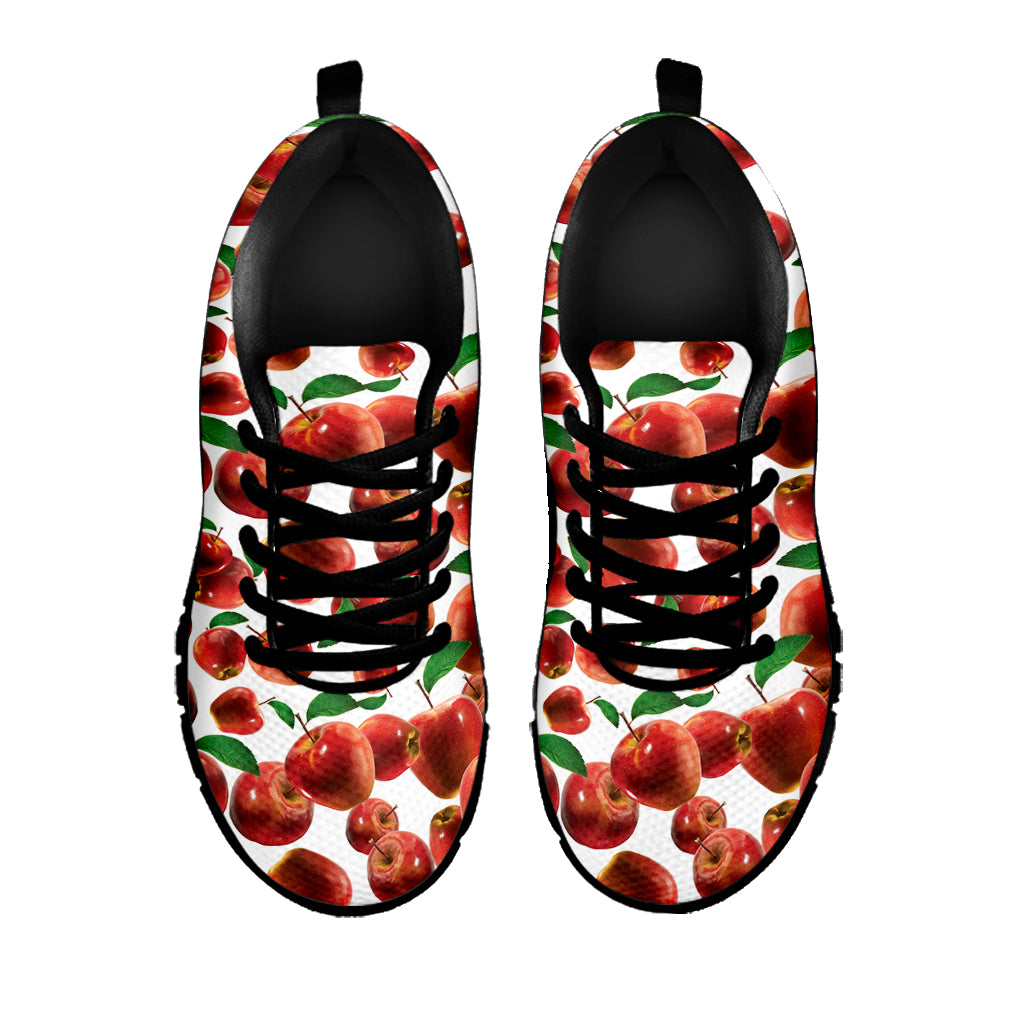 Red Apple Pattern Print Black Sneakers