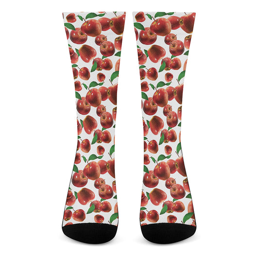 Red Apple Pattern Print Crew Socks