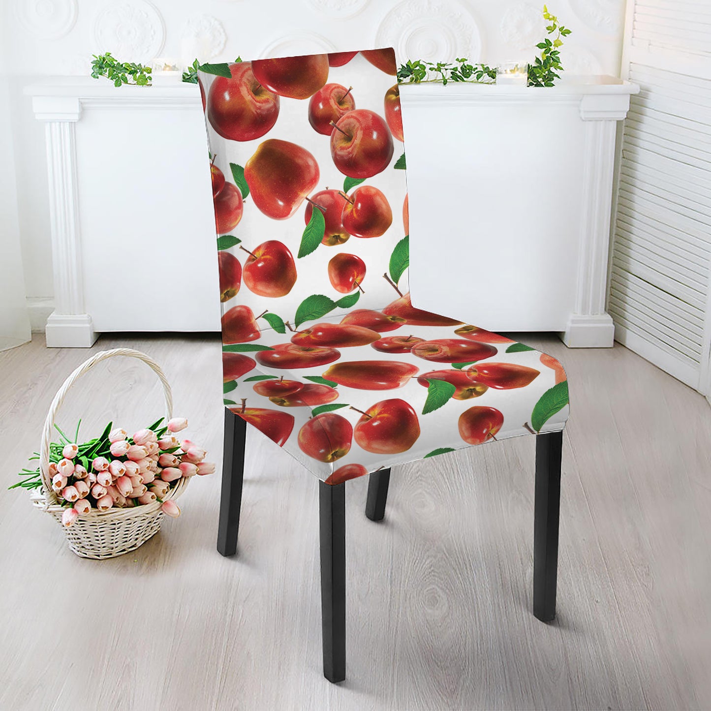 Red Apple Pattern Print Dining Chair Slipcover