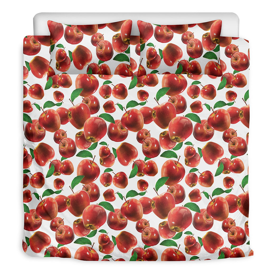 Red Apple Pattern Print Duvet Cover Bedding Set