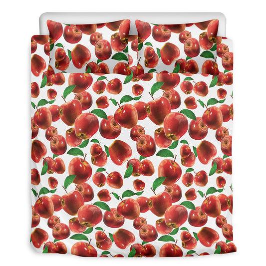 Red Apple Pattern Print Duvet Cover Bedding Set