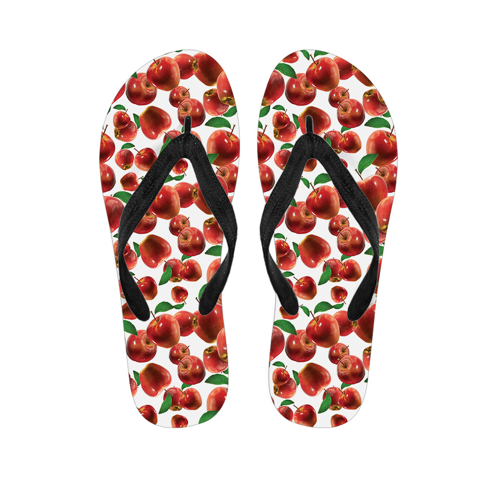 Red Apple Pattern Print Flip Flops