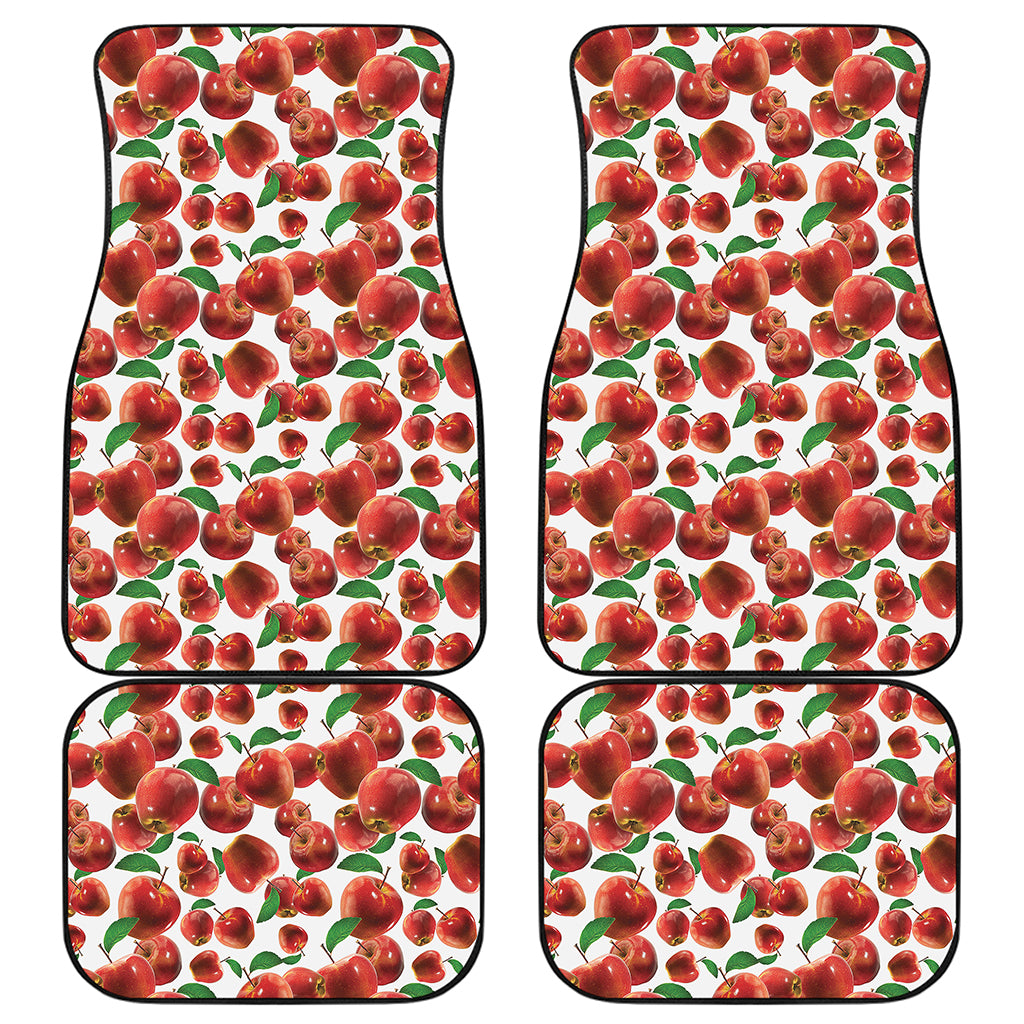 Red Apple Pattern Print Front and Back Car Floor Mats