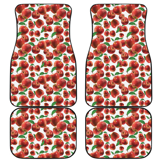 Red Apple Pattern Print Front and Back Car Floor Mats