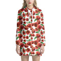 Red Apple Pattern Print Pullover Hoodie Dress