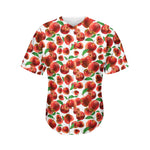 Red Apple Pattern Print Men's Baseball Jersey