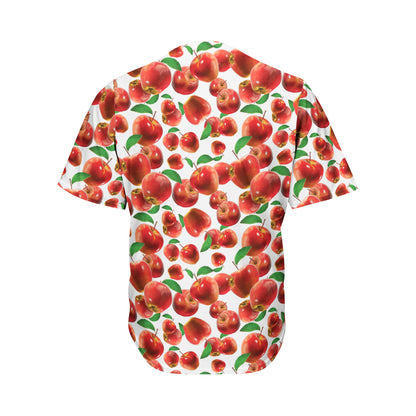 Red Apple Pattern Print Men's Baseball Jersey
