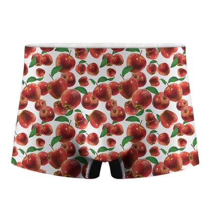 Red Apple Pattern Print Men's Boxer Briefs