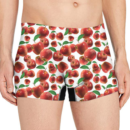 Red Apple Pattern Print Men's Boxer Briefs