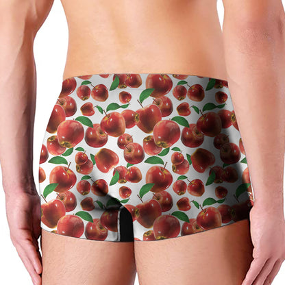 Red Apple Pattern Print Men's Boxer Briefs