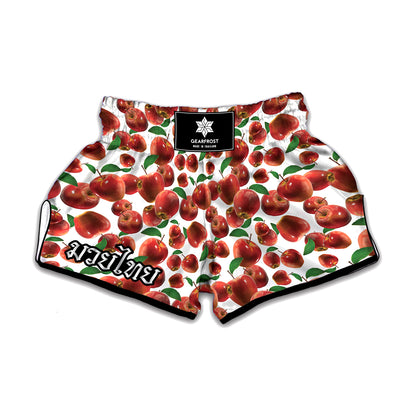 Red Apple Pattern Print Muay Thai Boxing Shorts
