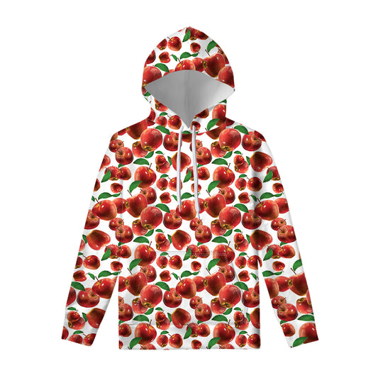 Red Apple Pattern Print Pullover Hoodie