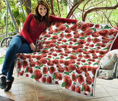 Red Apple Pattern Print Quilt