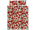 Red Apple Pattern Print Quilt Bed Set