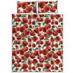 Red Apple Pattern Print Quilt Bed Set