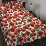 Red Apple Pattern Print Quilt Bed Set